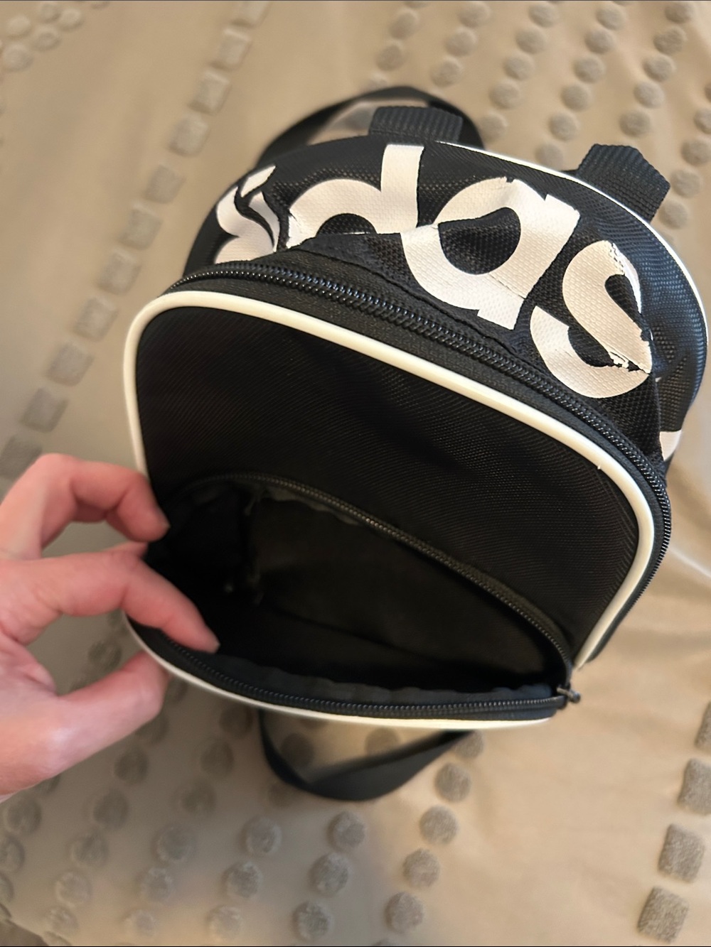 adidas Black and White Mini Backpack with Trefoil - Picture 6 of 7